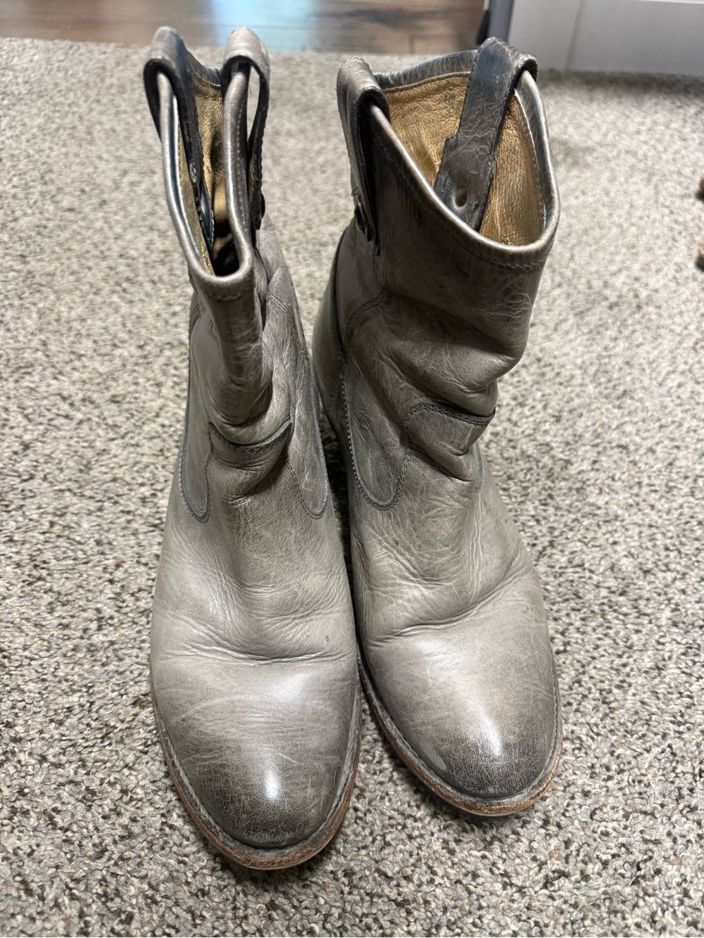 Frye Women's Leather Low Calf Boots in Gray